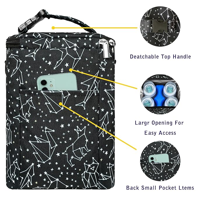 Breastmilk Cooler Bag with Ice Pack Fits 4 Baby Bottles Up to 9 Ounce Insulated Baby Bottle Bag Breast Milk Cooler on The Go with Strap Baby Bottle Cooler Bag for Nursing Mom Daycare or Travel-CubbioJoy