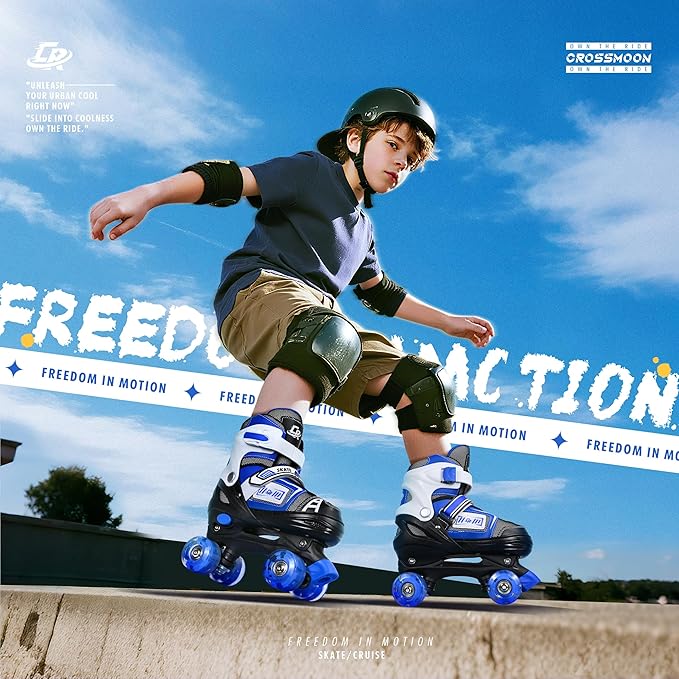 Adjustable Quad Skates for Kids, Teens, and Adults – Light-Up Wheels – Comfortable Fit, Secure Closure, Indoor and Outdoor Roller Skates for Boys and Girls-CubbioJoy