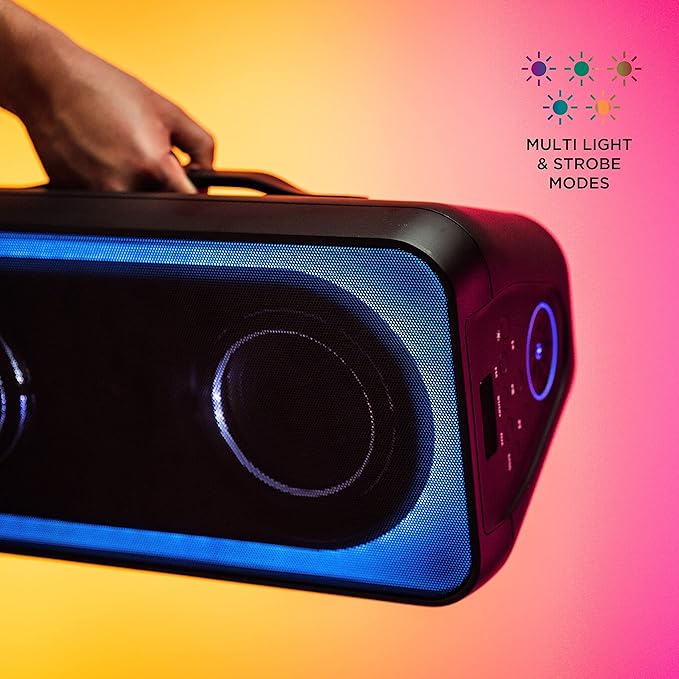 Altec Lansing Shockwave 200 Wireless Party Speaker 180W Bluetooth Speaker with a Long Lasting 12 Hour Battery, Multi LED Party Modes, Multiple bass Boost Modes, Party Sync, AM/FM Radio-CubbioJoy