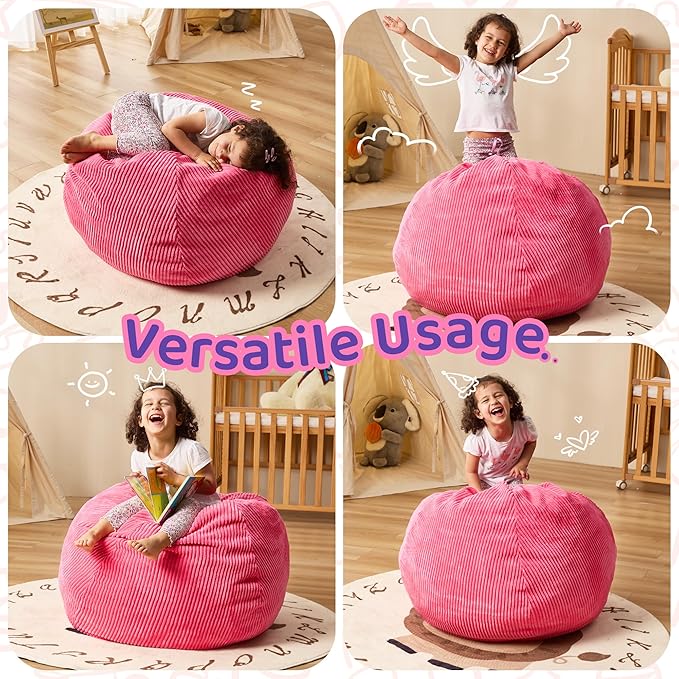 Bean Bag Chairs Teardrop Bean Bag Chair Beanbag Chair with Memory Foam Filled Machine Washable Cover for Living Room, Bedroom (Small,Pink)-CubbioJoy