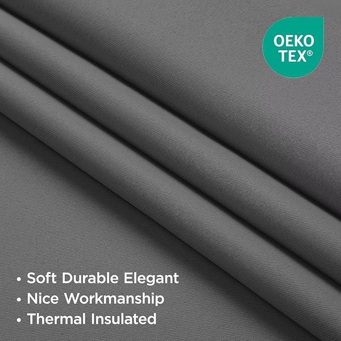 Joydeco Blackout Curtains 96 Inches Long, Thermal Insulated Black Out Curtains 2 Panels Set for Bedroom, Room Darkening Drapes for Living Room Window (W52 x L96 Inch, Light Grey)-CubbioJoy