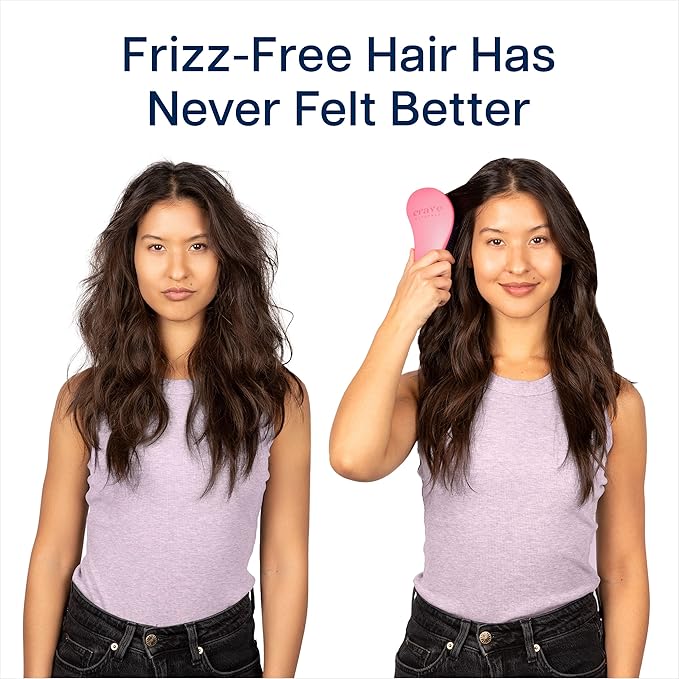 Crave Naturals Glide Thru Hair Brush - Detangler Brush for Curly, Straight, Wet or Dry Hair - Gentle Detangling Brushes for Adults, Kids, Toddlers - Hair Accessories for Women, 7.5x3 - Pink-CubbioJoy