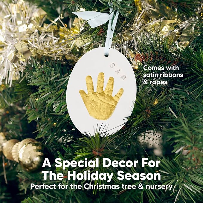 Baby Hand and Footprint Kit Girls, Boys - Personalized Baby Footprint Ornament Kit, Newborn Keepsake Gifts for New Mom, Easy to Use Handprint Makers, Cute Shower Gifts (Multi-Colored)-CubbioJoy