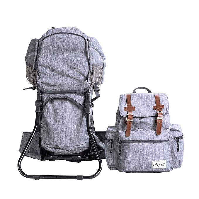 ClevrPlus Urban Explorer Child Carrier Hiking Baby Backpack, Heather Gray-CubbioJoy