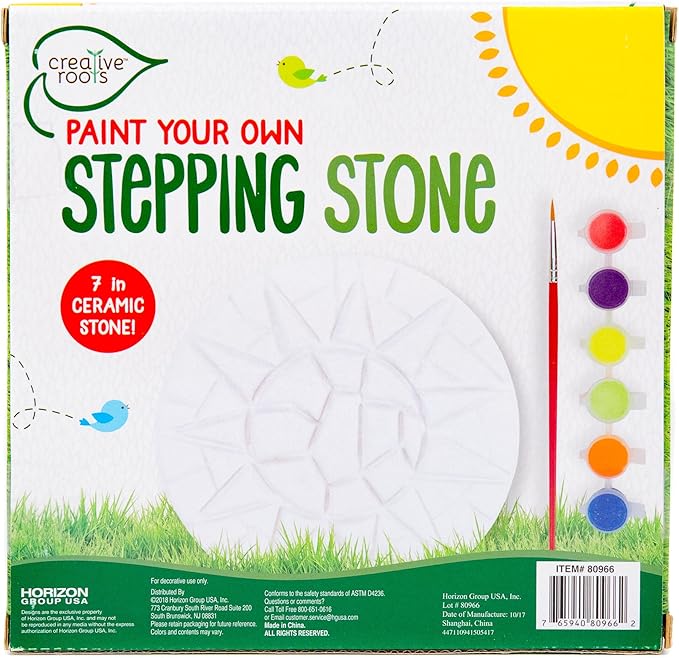 Creative Roots Mosaic Sun Stepping Stone Kit, Includes 7-Inch Ceramic Stepping Stone & 6 Vibrant Paints, DIY Garden Stone for Kids Ages 6+-CubbioJoy