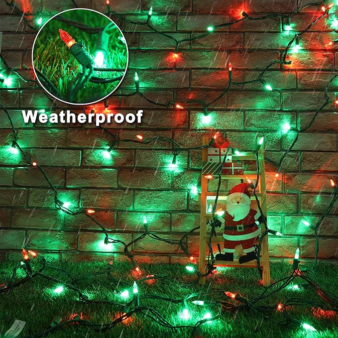Brizled Red & Green Christmas Lights, 33ft 100 LED Christmas String Lights, 120V UL Certificated Xmas Tree Light Connectable, Mini Xmas Light Set Indoor Outdoor for Holiday Tree Party Home Decor-CubbioJoy