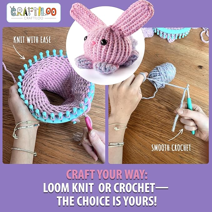 CRAFTILOO Loom Knitting and Crochet kit for Kids Crochet kit for Beginners Knitting kit for Beginners Knitting Loom Learn to Crochet Kits for Adults Beginner-CubbioJoy