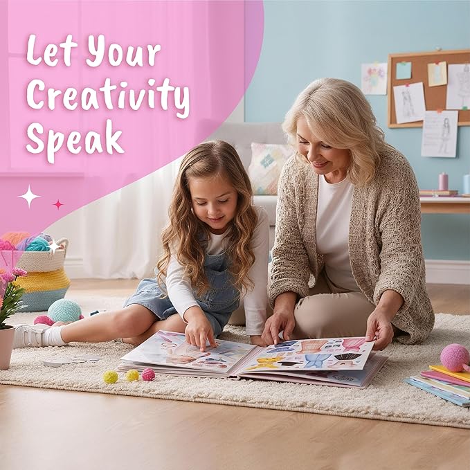 BSCOOL Fashion Studio Drawing, Coloring & Little Designer Creativity Book for Kids 4 and Up with Stickers, Stencils, Textures - Creative Fashion Design Sketchbook for Girls-CubbioJoy