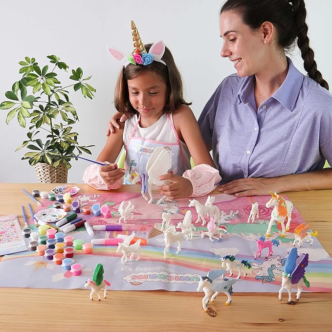 BONNYCO Unicorns Gifts for Girls Painting Kit with 18 Figurines Painting for Kids with Glow in The Dark | Girl Toys 3 4 5 6 7 8 9 10 Years Crafts Kids Gifts Birthday Christmas | Unicorn Toys Niñas-CubbioJoy