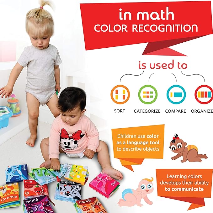 Cloth Books for Babies (Set of 9) - Color Recognition Series. Soft Books for Babies. Touch and Feel Crinkle Paper. Baby Learning Toys/Educational Toys for 3 Months to 4 Years Old-CubbioJoy