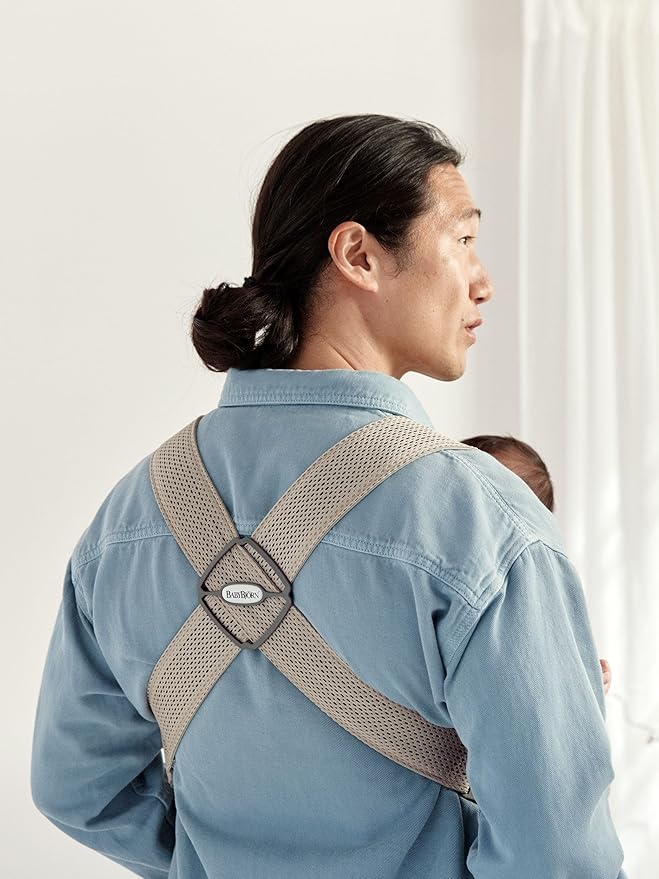 BabyBjörn Baby Carrier Mini, Gray Beige, 3D Mesh Newborn Carrier (7-25 lbs), Ergonomic, Easy-to-Use-CubbioJoy