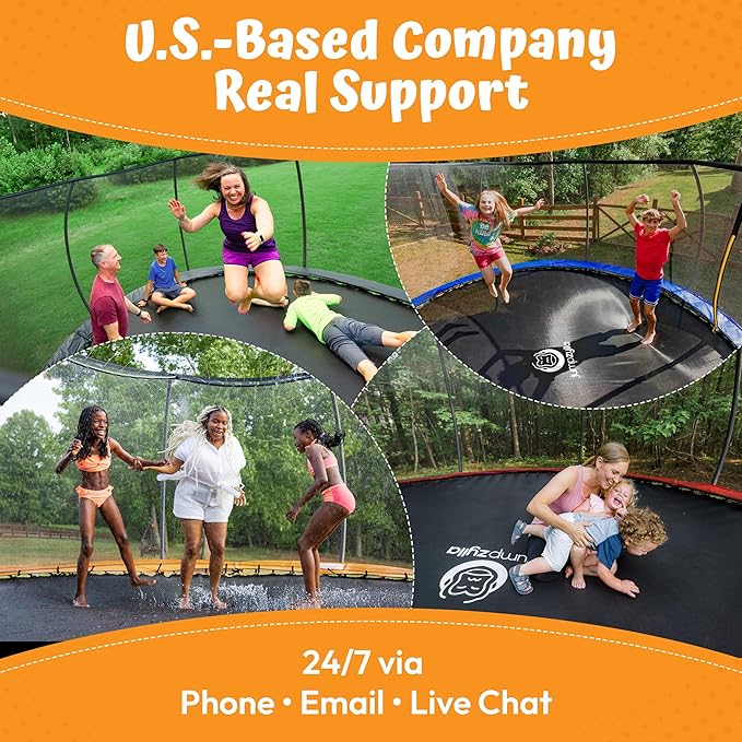 JUMPZYLLA Trampoline Outdoor 8FT 10FT 12FT 14FT 15FT 16FT with Enclosure and Ladder, ASTM Approved Recreational Trampoline for Kids and Adults, Anti-Rust Coated Frame-CubbioJoy