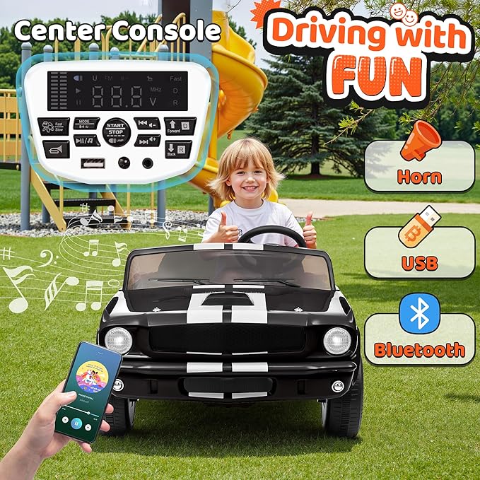 24V 2 Seater Ride on Toys, Licensed Shelby Cobra Kids Power Car Wheeler Ride On Toy w/ 2WD/4WD Switchable, Remote Control, 19" Spacious Seat, 4 Spring Suspension, Music, Bluetooth-CubbioJoy