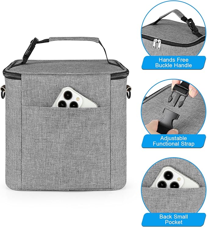 Accmor Breastmilk Cooler Bag with Ice Pack, Baby Bottle Cooler Bags, Insulated Bottle Cooler Tote Bags On The Go, Fits 6 Large 9oz Bottles, for Nursing Mom Daycare Travel, Grey-CubbioJoy