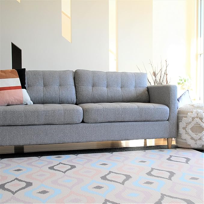 Cushmat Stylish Reversible Foam Play Mat (Large, Luxe NAT - Sage Grey Star) - Soft, Waterproof, Durable Play mat for Infants, Babies, Toddler, Kids & Grownup - 6.5ft x 4.5ft-CubbioJoy