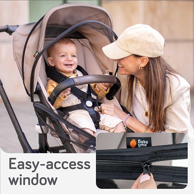 Baby Uma Baby Mosquito Net for Stroller - Universal Stroller Mosquito Net Cover, Breathable & Tear-Resistant 3D Mesh Insect Netting with Zip-up Window (+ Travel Bag)-CubbioJoy