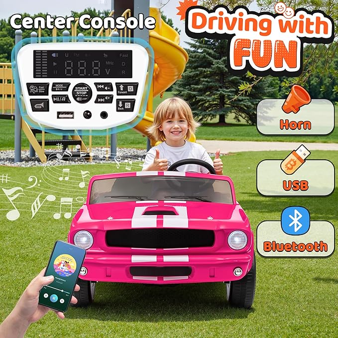 24V 2 Seater Ride on Toys, Licensed Shelby Cobra Kids Power Car Wheeler Ride On Toy w/ 2WD/4WD Switchable, Remote Control, 19" Spacious Seat, 4 Spring Suspension, Music, Bluetooth-CubbioJoy