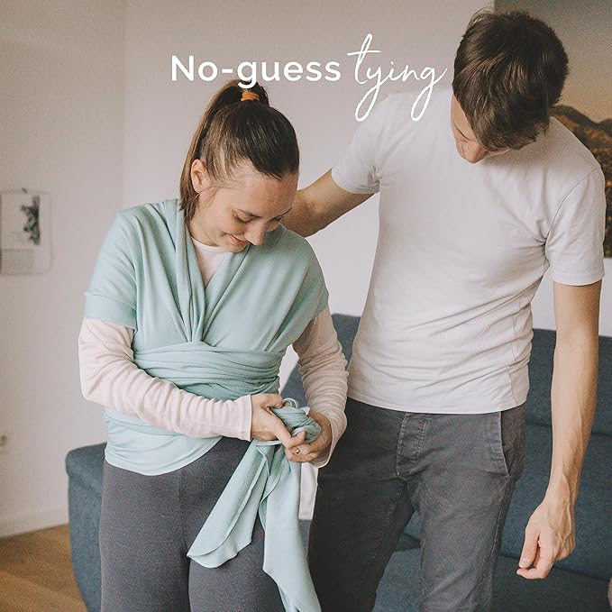 Boba Baby Wrap Carrier - Original Baby Carrier Wrap Sling for Newborns - Baby Wearing Essentials - Newborn Wrap Swaddle Holder, Newborn to Toddler Infant Sling (Serenity Sea Mist)-CubbioJoy