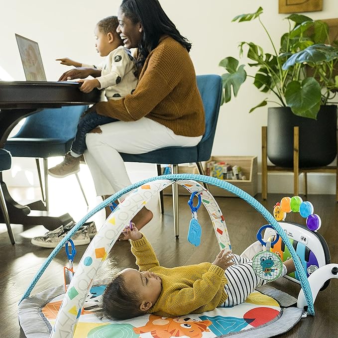 Baby Einstein 4-in-1 Kickin' Tunes Music and Language Play Gym and Piano Tummy Time Activity Mat-CubbioJoy