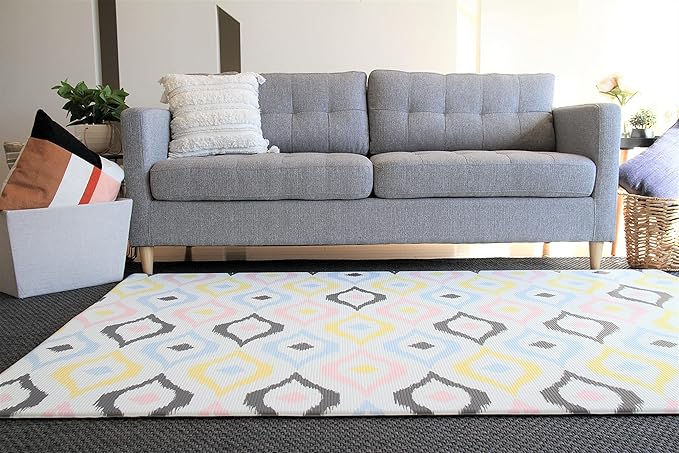 Cushmat Stylish Reversible Foam Play Mat (Large, Luxe Play - Charcoal Star) - Soft, Waterproof, Durable Play mat for Infants, Babies, Toddler, Kids & Grownup - 6.5ft x 4.5ft-CubbioJoy