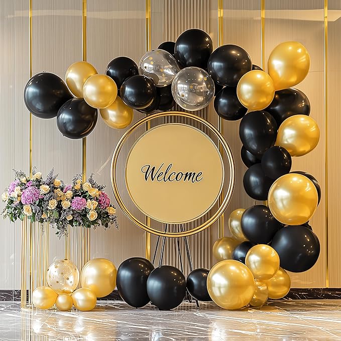 JOYIN 150 Pcs Black Balloons, Different Sizes 18 12 10 5 Inch Black Latex Balloon Arch Kit with Instruction for Birthday Party Graduation Wedding Holiday Decoration-CubbioJoy