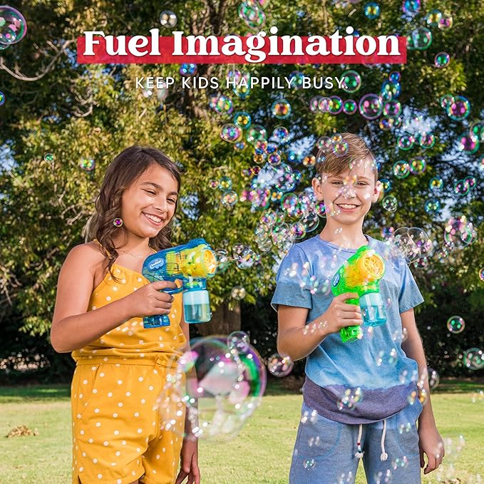 JOYIN 2 Bubble Guns Blaster Kit with 2 Solution for Kids, Automatic Bubble Maker Blower Machine for Party Favors, Birthday, Outdoor & Indoor Activity, Summer Toy-CubbioJoy