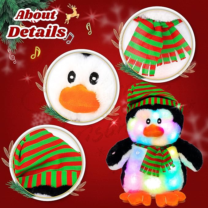 Cuteoy Light-up Plush Penguin LED Stuffed Animal Birthday Christmas Plushies Toy Gifts for Kids Toddler Girls,11“-CubbioJoy