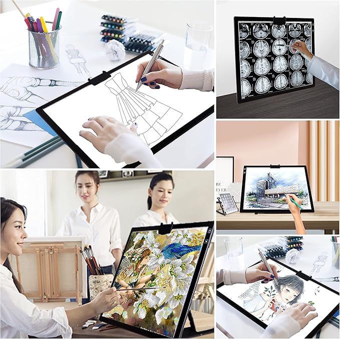 A3 Light Pad, Elice Tracing Light Box 3 Colors Mode Stepless Dimmable and 6 Levels of Brightness Light Copy Pad, Wireless Rechargeable Led Light Board for Weeding Vinyl Diamond Painting Sketching-CubbioJoy