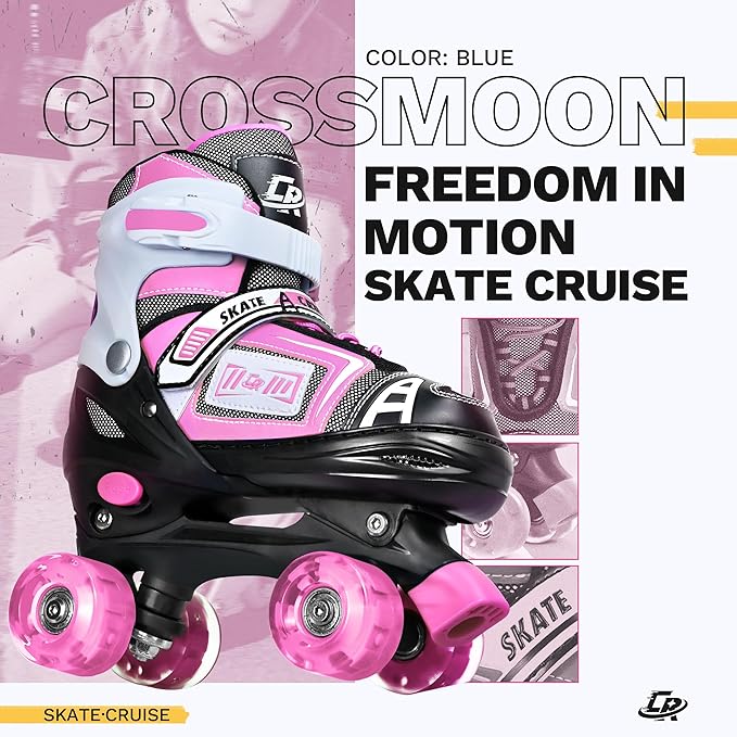 Adjustable Quad Skates for Kids, Teens, and Adults – Light-Up Wheels – Comfortable Fit, Secure Closure, Indoor and Outdoor Roller Skates for Boys and Girls-CubbioJoy