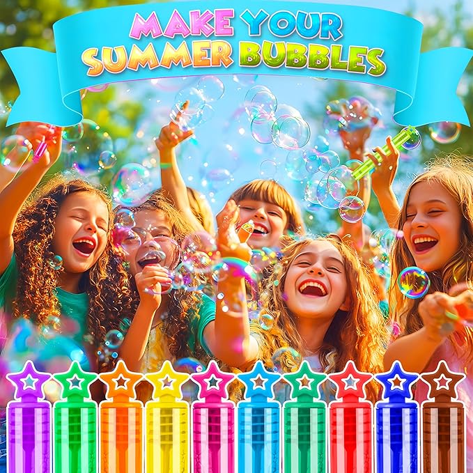 200 Pack Star Bubble Wands,Party Favors Supplies for Toddlers Kids’ Birthday, Summer Outdoor Celebrations,School Classroom Carnival Prize Giveaways,Bulk Gift Box as Goody Bags Stuffer-CubbioJoy
