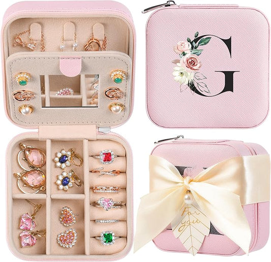 AYGXU Travel Jewelry Box for Women and Girls - Small Case With Initial A-Z - Teacher Gifts-CubbioJoy