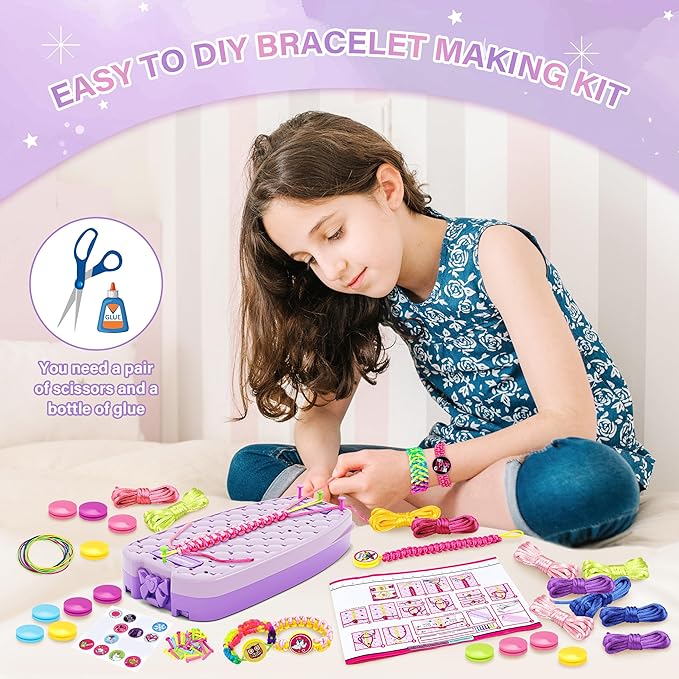 Dpai Friendship Bracelet Making Kit for Girls,DIY Arts and Crafts Toys,Jewelry String Maker Kit,The Best Birthday Gifts Ideas for Girls 6 7 8 9 10 11 12+ Years Old（Double Purple-CubbioJoy
