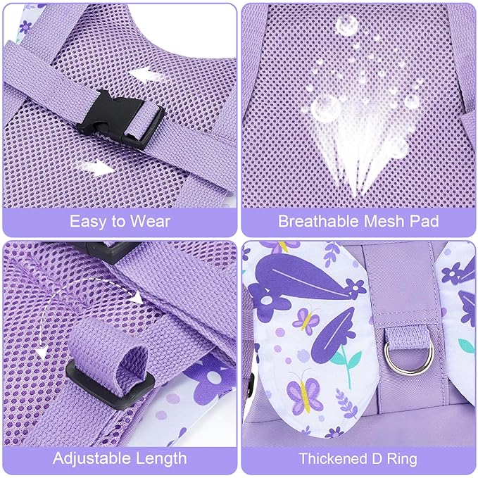 Accmor Toddler Harness Leash, 3 in 1 Cute Butterfly Kids Leash + Anti Lost Wrist Link for Outdoor Travel, Adorable Child Walking Harness Wristband Assistant Mini Strap Belt Protector for Baby Girls-CubbioJoy