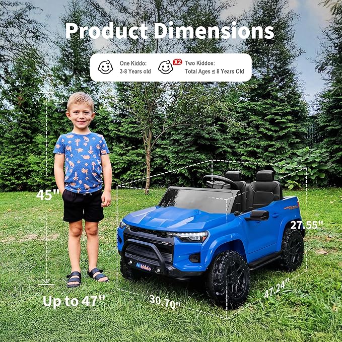 24V 10Ah Ride on Toy for Big Kids, 4x4 2 Seater Electric Kids SUV Car to Drive with Remote Control, 4x200W Motors - Blue-CubbioJoy