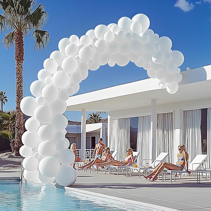 JOYIN 150 Pcs White Balloons, Different Sizes 18 12 10 5 Inch White Latex Balloon Arch Kit with Instruction for Birthday Decoration Party Graduation Wedding Holiday-CubbioJoy