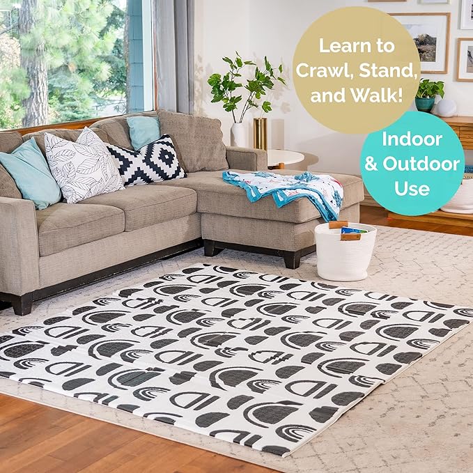 JumpOff Jo - Extra Large Waterproof Foam Padded Play Mat for Infants, Babies, Toddlers, Play Pens & Tummy Time, Foldable Activity Mat, 77 x 70 x 0.6 inches-CubbioJoy