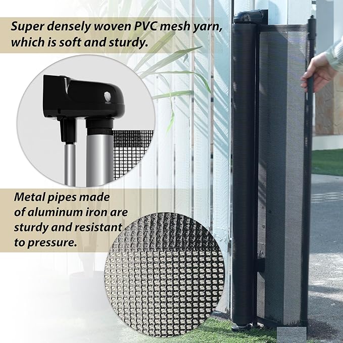 150" Extra Wide Retractable Baby Gates Dog Gate for Large Opening, 41" Extra Tall Mesh Pet Gate, Long Child Safety Gates with Fiberglass Rods for Stairways, Doorways, Hallways - Indoor/Outdoor Use-CubbioJoy