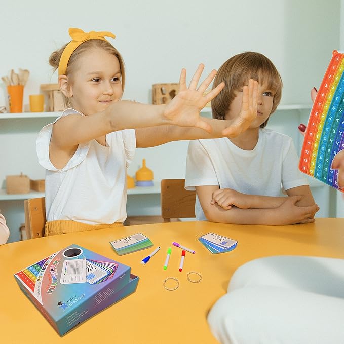 COOVA Multiplication Flash Cards + Multiplication Chart - Math Manipulatives Fact Cards - Mutiplication Game Flashcards - Times Table Multiplication Flash Cards 3rd Grade, 4th, 5th, 6th Grade-CubbioJoy