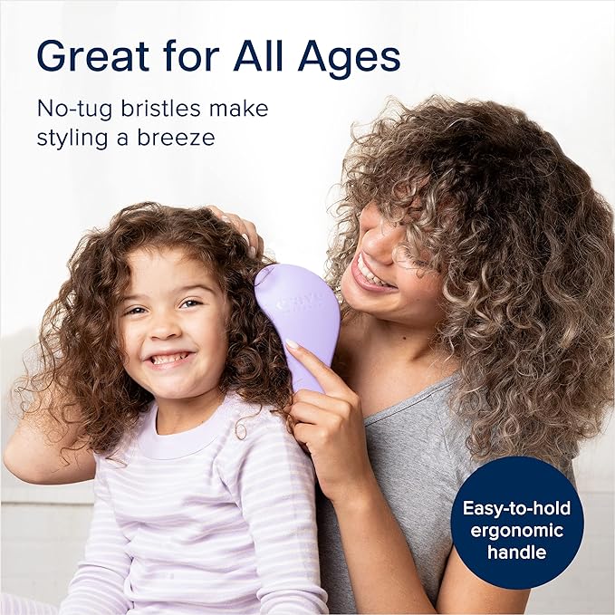 Crave Naturals Glide Thru Detangling Brush for Adults and Kids - Detangler Brush for Curly or Straight, Wet or Dry Hair - Gentle on Tangles Hair Comb - 7.5x3-Inch, Pink and Purple (Pack of 2)-CubbioJoy