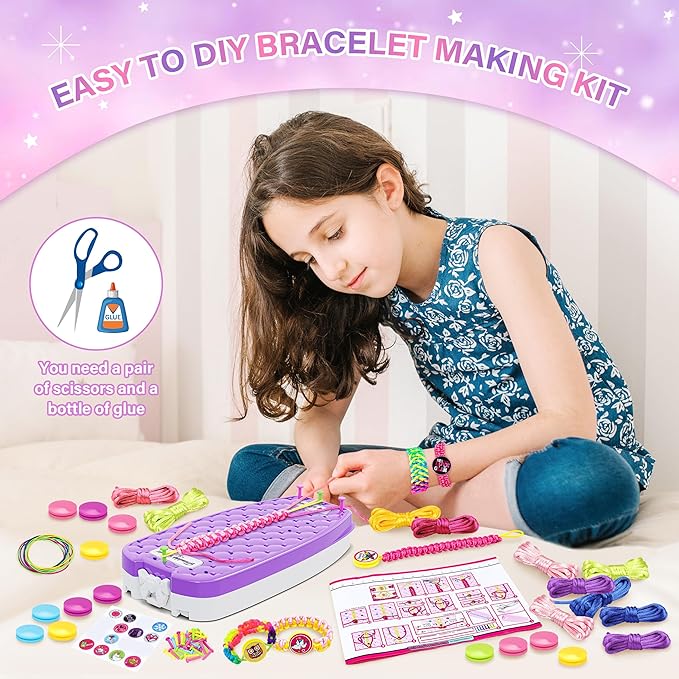 Dpai Friendship Bracelet Making Kit for Girls,DIY Arts and Crafts Toys,Jewelry String Maker Kit,The Best Birthday Gifts Ideas for Girls 6 7 8 9 10 11 12+ Years Old（Purple）-CubbioJoy