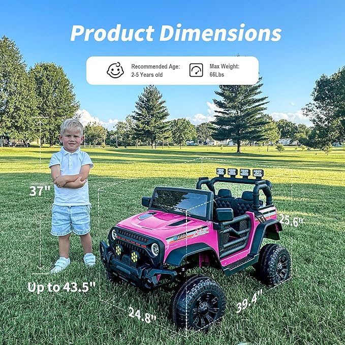 12V Kids Ride on Car Truck, Kids Electric Vehicles Car Ride on Toy for Toddlers w/Remote Control - Pink-CubbioJoy
