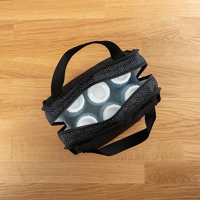 Dr. Brown's Fold & Freeze Bottle Tote, Travel Baby Bottle Insulated Cooler Bag, Store Up to 6 Baby Bottles, Black, BPA Free-CubbioJoy