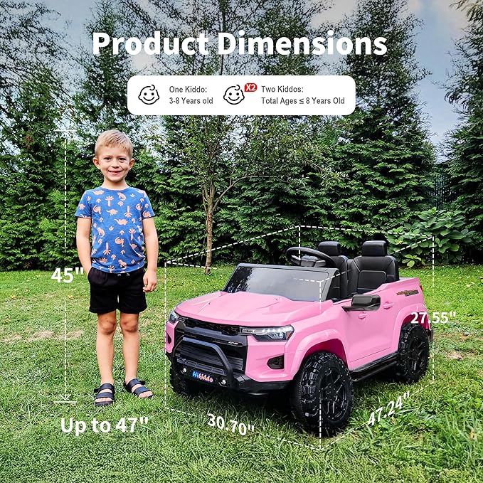 24V 10Ah Ride on Toy for Big Kids, 4WD 2 Seater Electric SUV Kids Car to Drive w/Remote Control, 4x200W Motors - Pink-CubbioJoy