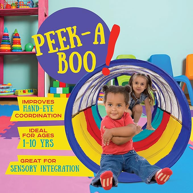 Kiddey Play Tunnel for Kids - Pop Up Tunnel Toys for Toddlers, Kids Multicolored Tunnel for Indoor/Outdoor Fun, Crawl & Play, Obstacle Course Great Gifts for Toddlers - Balls Not Included (2 Pk)-CubbioJoy