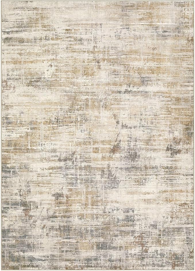 Area Rug for Living Room: 5x7 Washable Neutral Abstract Modern Soft Rugs Non Slip Indoor Floor Stain Resistant Carpet for Bedroom Dining Room Office Nursery - Golden Brown-CubbioJoy