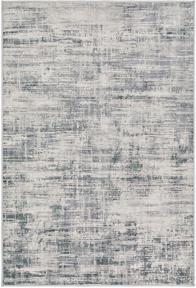 2x3 Entryway Area Rugs: Washable Neutral Abstract Small Rug Door Mat Non-Slip Soft Low Pile Indoor Carpe for Entrance Kitchen Front Door Bathroom Entry Kids Room - Gray-CubbioJoy