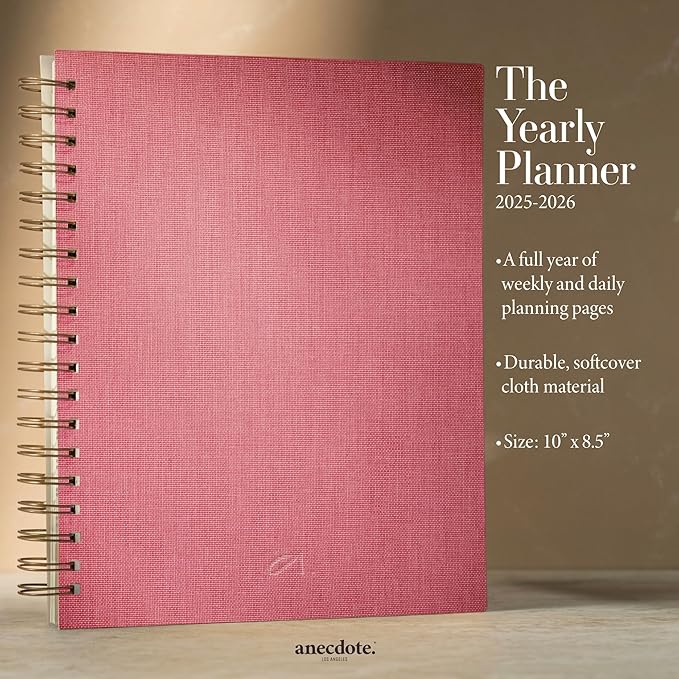 Anecdote Planner 2026 (8.5" x 10") Spiral Yearly Planner - 2026 Planner Weekly and Daily - Features a Library Buckram Cover, Brass and A4 Size Bleed-Resistant Paper - Organize All 52 Weeks. Start Anytime – Blossom-CubbioJoy
