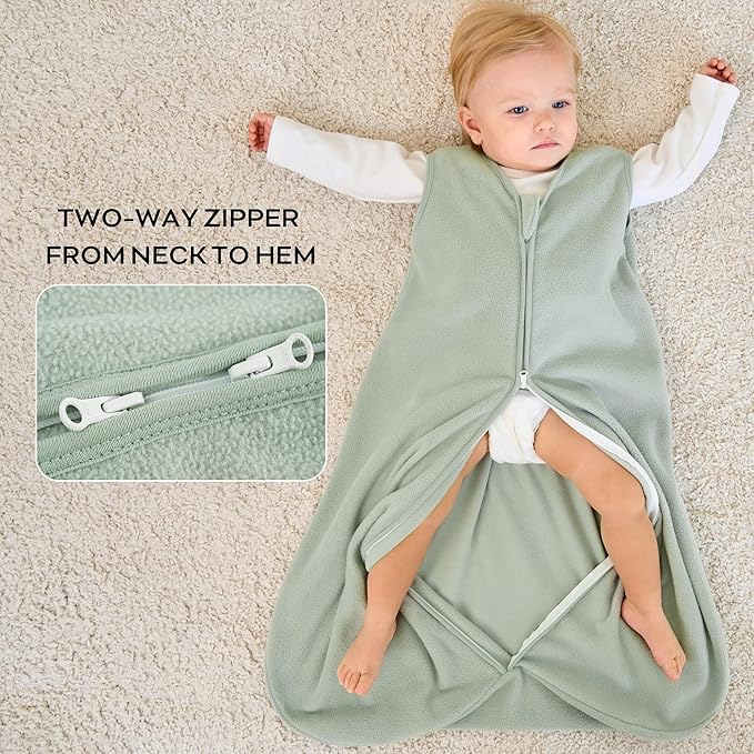 JELLYMONI Fleece Baby Sleep Sack 6-12 Months, 2 Pack 1.5 TOG Baby Wearable Blanket Winter Infant Sleeping sack with 2-Way Zipper, Warm Toddler Sleep Sack-CubbioJoy