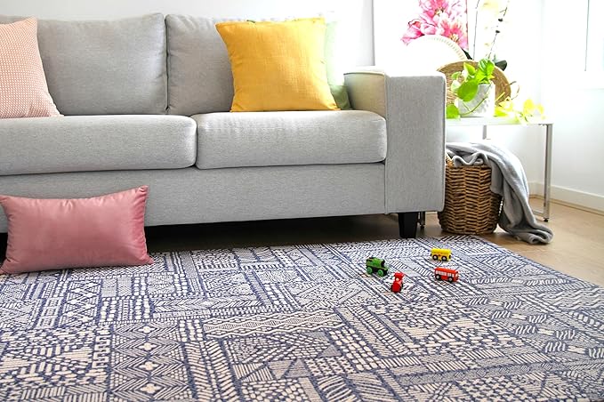 Cushmat Stylish Reversible Foam Play Mat (Large, Explorer - Cloud Indigo) - Soft, Waterproof, Durable Play mat for Infants, Babies, Toddler, Kids & Grownup - 6.5ft x 4.5ft-CubbioJoy