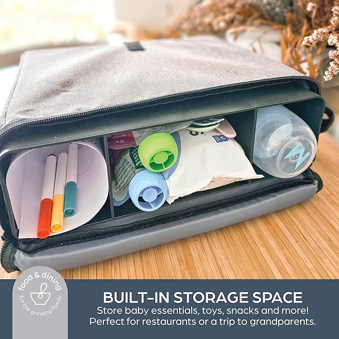 Dreambaby Grab ‘N Go Travel Booster Seat – Portable Toddler High Chair for Dining (6M-5Y) with Storage & Shoulder Strap-CubbioJoy